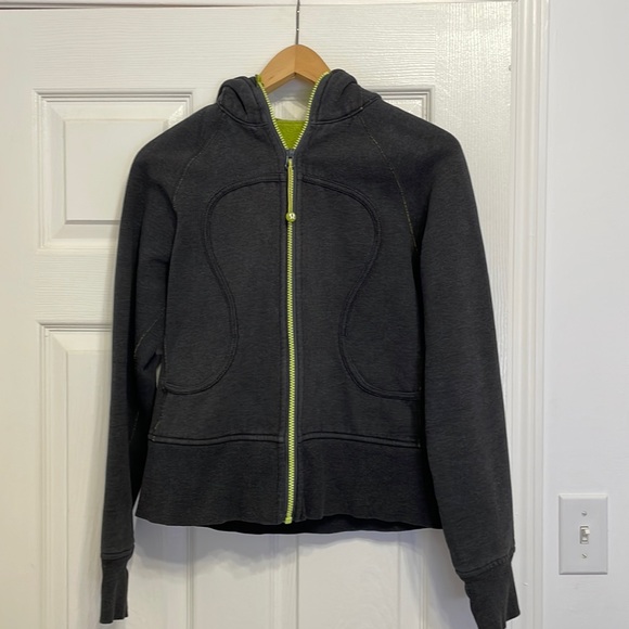 Lululemon scuba hoodie – dark gray/lime green - Picture 1 of 7
